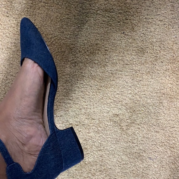 Jeans material blue flats with a little 1 1/2 inch heel. Aldo brand. - Picture 4 of 7